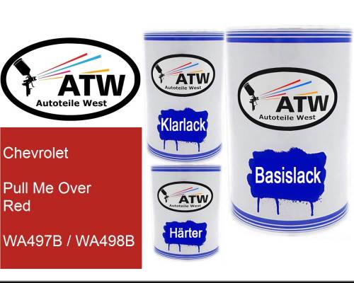 Chevrolet, Pull Me Over Red, WA497B / WA498B: 500ml Lackdose + 500ml Klarlack + 250ml Härter - Set, von ATW Autoteile West.